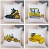 Cartoon Excavator Bulldozer Pillowcase Car Ornaments Office Living Room Sofa Home Pillowcase