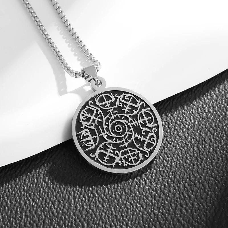 European and American Popular Titanium Steel Solomon Magic Amulet Pendant Fashion Stainless Steel Seven Angel Guardian Necklace