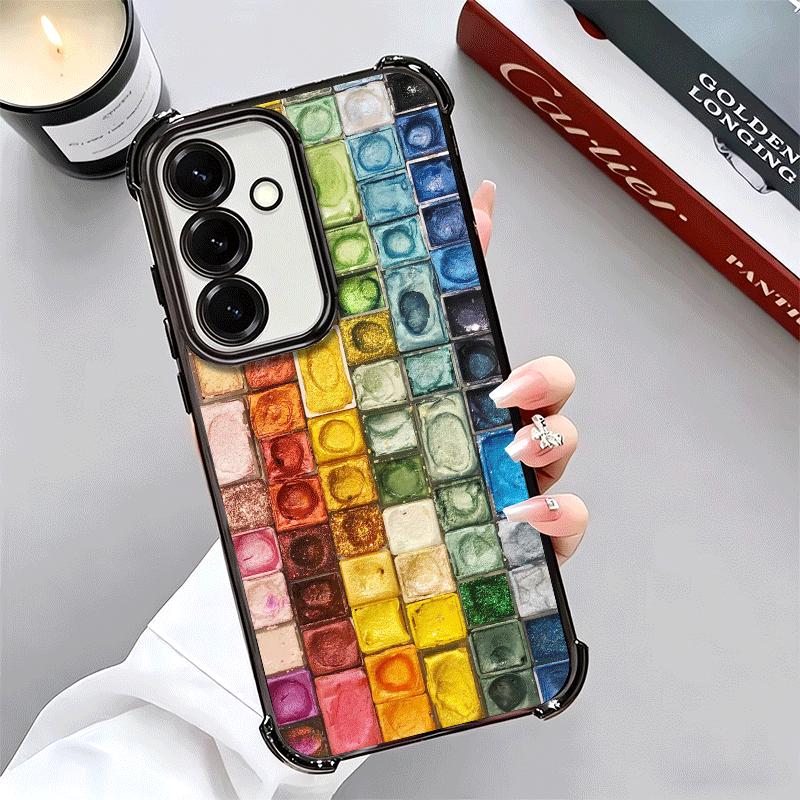 Watercolors Set Paint Palette Plating Phone Case For Samsung A17 A07 A37 A57 A16 A56 A15 A55 A14 A54 A13 A53 A26 A36 A25 A35 A24