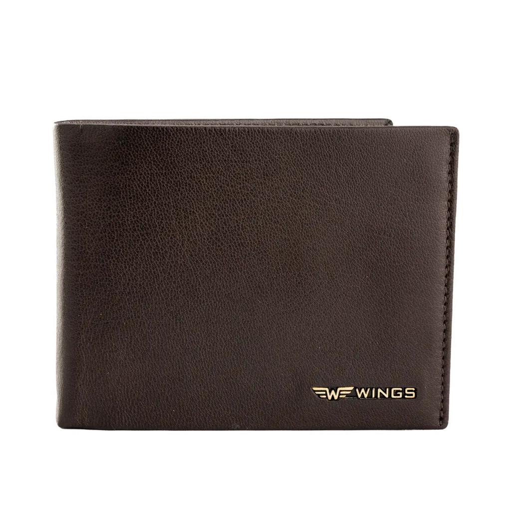 Wings Men' Genuine Leather Wallet with Flip Flap Brown