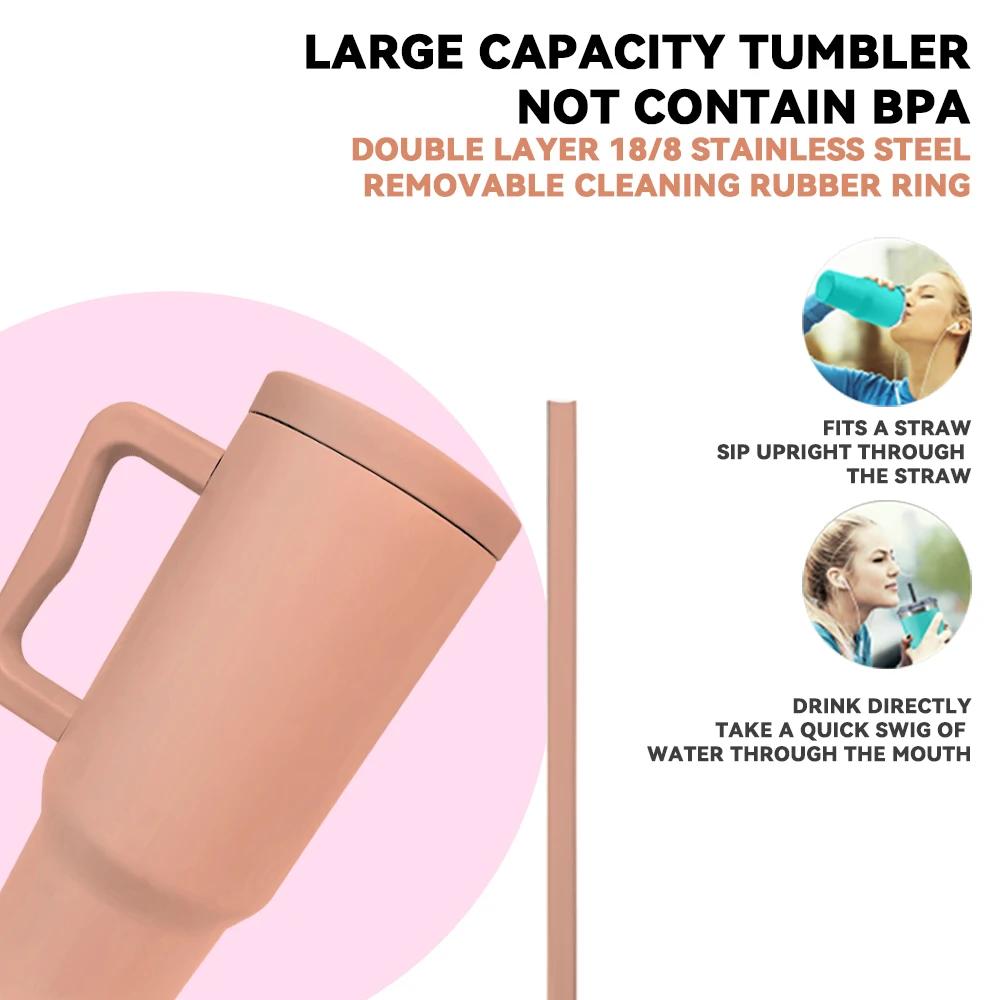 40 Oz Tumbler With Handle Straw Sealed And Leak-Proof Large Capacity Stainless Steel Coffee Cups Bottles Water Thermal Bottle