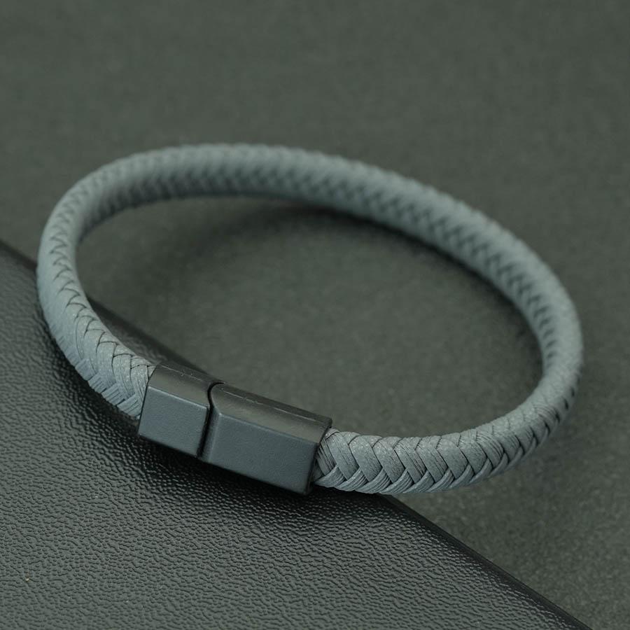 

Premium Selected Leather Rope Bracelet For Men 2 Size Options Detachable Buckle Leisure Versatile Wrist Accessory Pulseras Homme 20.5cm(8inch) сірий