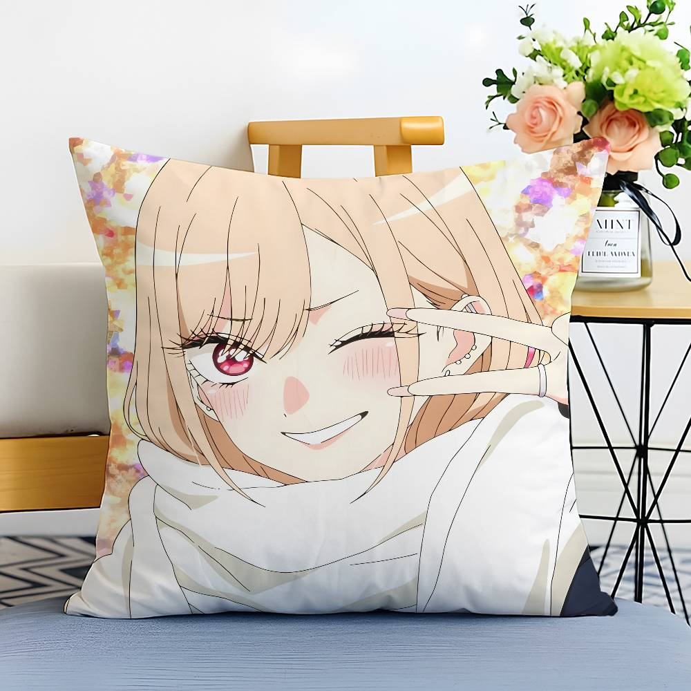 My Dress-Up Darling M-Marin Kitagawa Pillow Case Anti-dustmite Pillowcase Invisible Zipper Silky Short Plush Sofa Cushion Cover