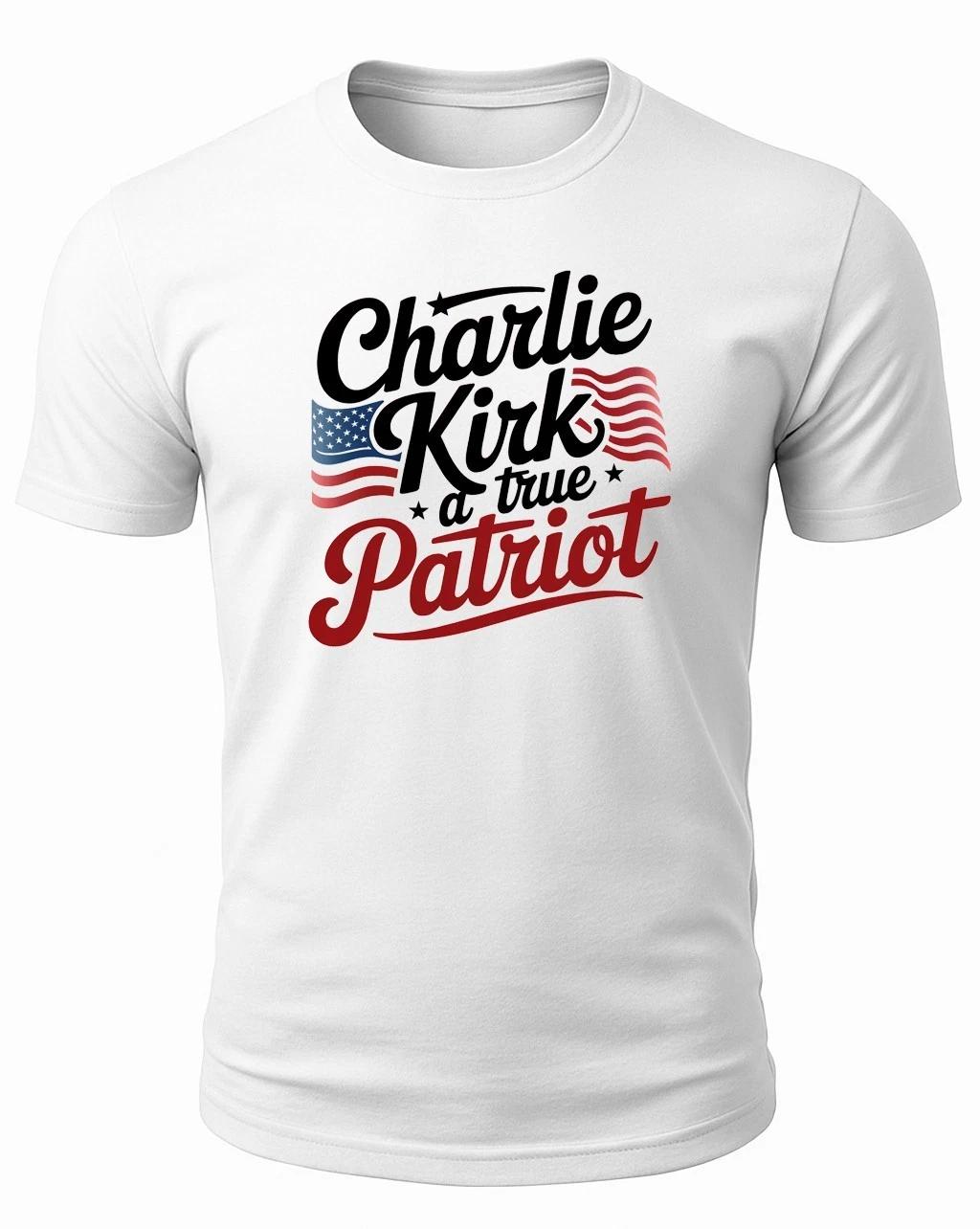 Charlie Kirk True Patriot USA American Flag Christian Patriotic T T-shirt M