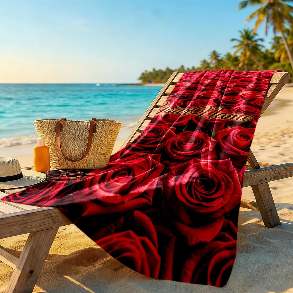 Rose Customize Your Name Beach Towel Soft Durable Quick-Dry Portable for SwimmingBeachCamping Travel Beach AccessoriesGym