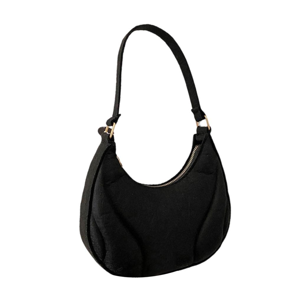 Yousheng Damen Schultertasche Knödelform Filztasche Reißverschluss Einfarbig Große Kapazität Pendler Geldbörse für Schule Party Reise Straße Urlaub