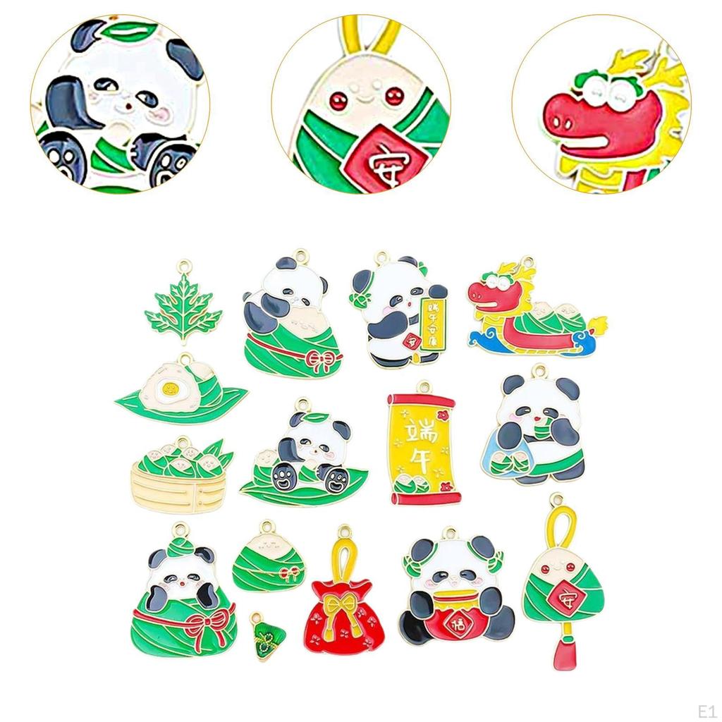 15x Panda Shaped Pendants Charms Dragon Boat Festival Trendy Jewelry Making Supplies for Festive
