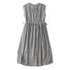 2026 Women's Black & White Plaid Drawstring V-Neck Cotton Sleeveless A-line Summer Dress
