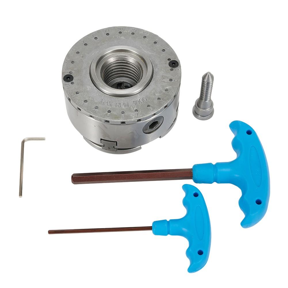 4In 4‑Jaw Self‑Centering Lathe Chuck with M33 Thread 2.5mm Wrench 96mm Chuck OD