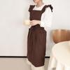 Ruffled Shoulder Strap Apron - Breathable Cotton Linen, Water Repellent for Household Chores & Baking