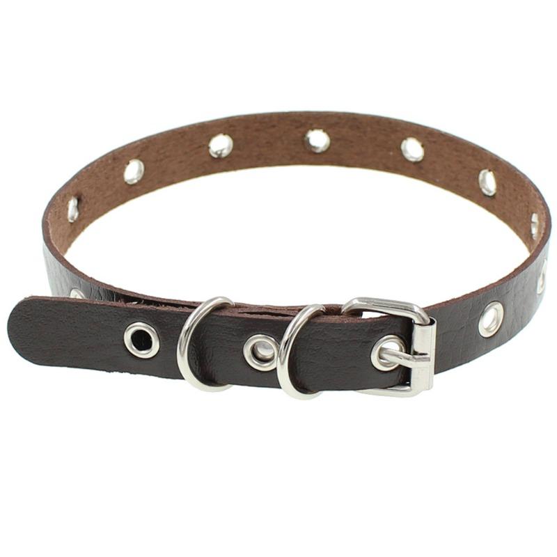 

Eco-friendly PU Leather Trendy Cool Harajuku Punk Flat Buckle Chockey Necklace Clavicle Necklace темно-коричневого кольору
