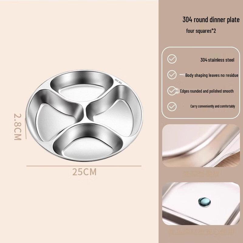 

ZISIZ Stainless Steel 4-Compartment Divided Prep Plate