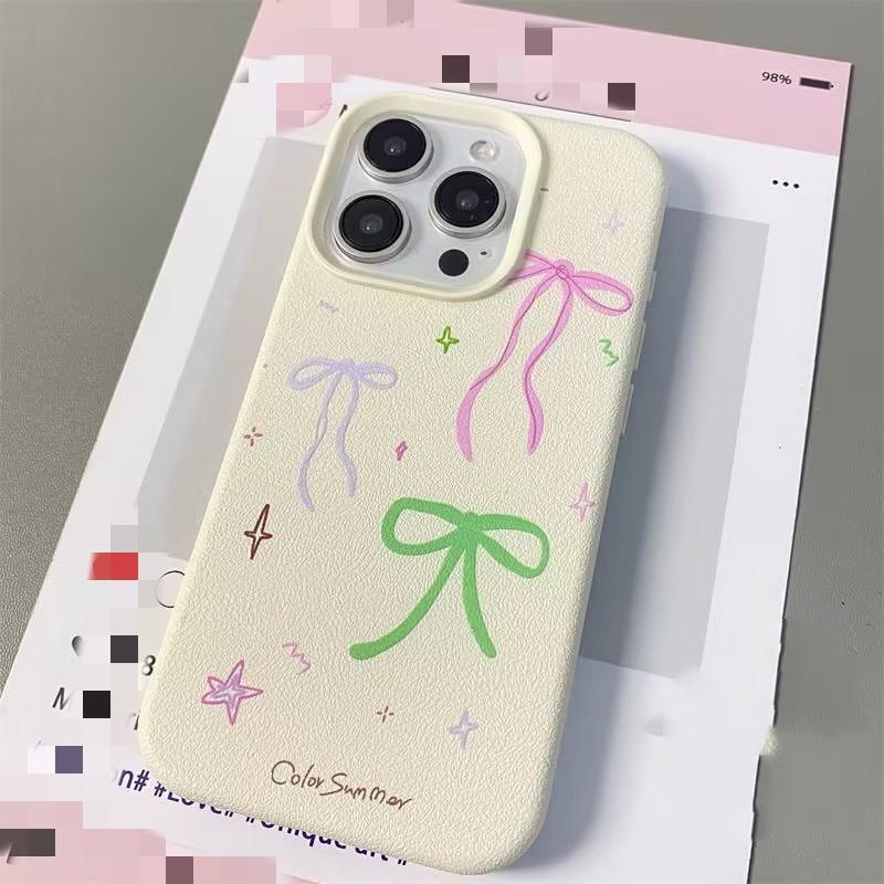 Bow Lichee Pattern Case For VIVO Y28S Y29S Y29 Y39 Y36 Y28 Y19S Y04 V50 V40 Lite V30 V25 Pro V30E Y03 Y16 Y22S Y02 Y35 Y27 V29
