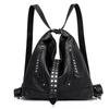 Borsa a Spalla Singola da Donna di Grande Capacità Retrò Design alla Moda con Borchie Multifunzionale Doppia Zaino Forma a Secchiello