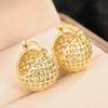 CAOSHI Modern Metal Style Gold Color/Copper Color Hoop Earrings for Women Hollowed Out Ball Design Bridal Wedding Zircon Gifts