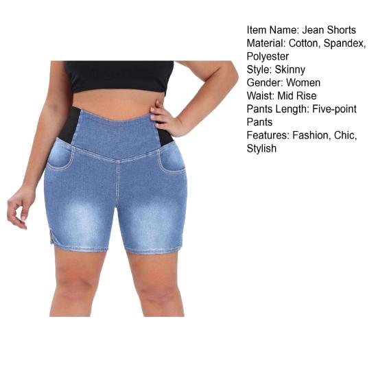 Women's Size Shorts Bermuda Jean Shorts Plus with Pockets Butt Lifting
