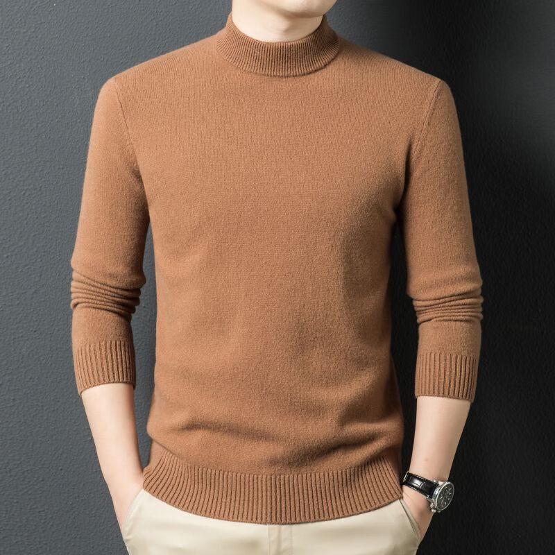 Fengxun Men's 100% Pure Wool Mock Neck Knit Sweater FXT5291