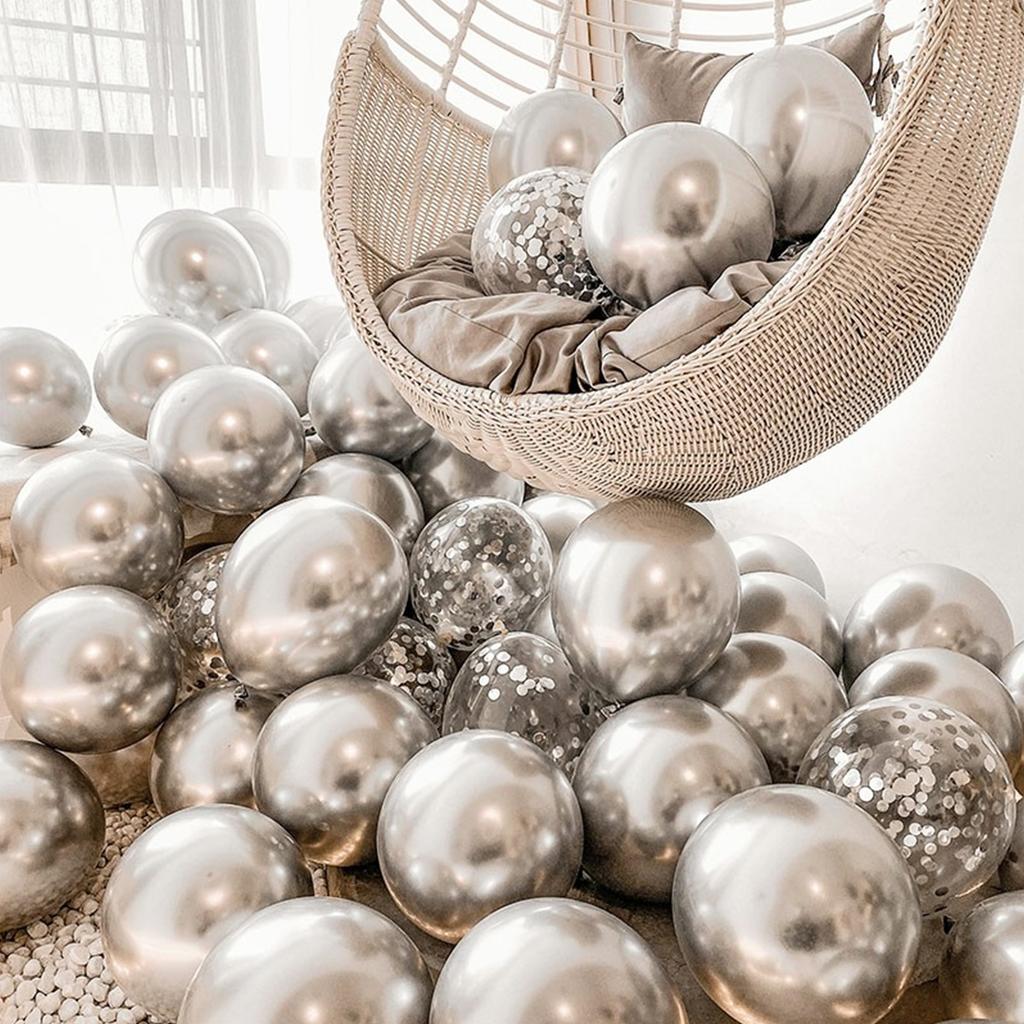 40pcs/set12inch Silver Confetti Latex Balloons Boys Girls Birthday Adult Woman Man B-dayParty Decorations Graduation Decorations