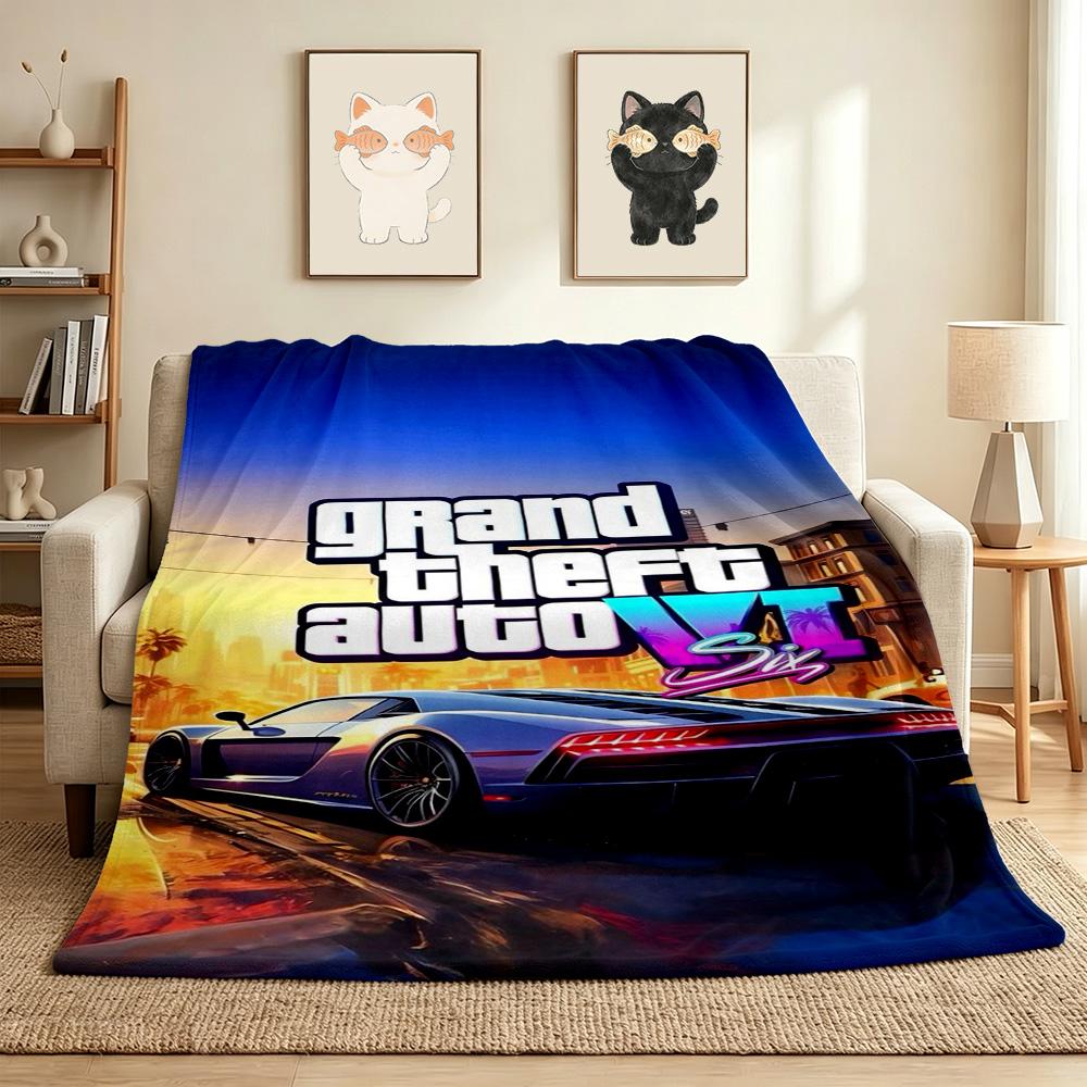 Gta Vi City Flannel Blanket Throw Blanket Soft Warm Sofa Bed Camping Home Decor Unique Christmas Gift C9211671