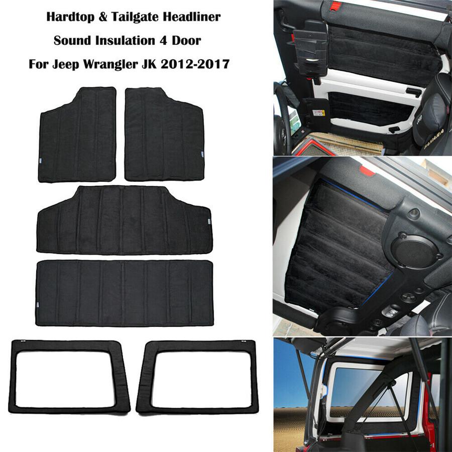 6Pcs Hardtop & Tailgate Sound Deadener Headliner Insulation for Jeep JK Wrangler 4Dr