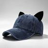 Washed Cat Ears Baseball Cap Women's Summer Soft Top Cap Fashion Student Couple Personality Hat Male Trend