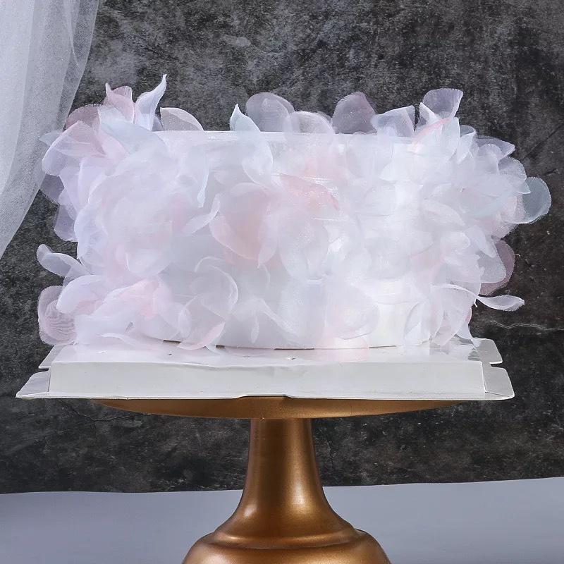 Valentine's Day Qixi Cake Topper: Lace Yarn Flower Border Ribbon Decoration Insert