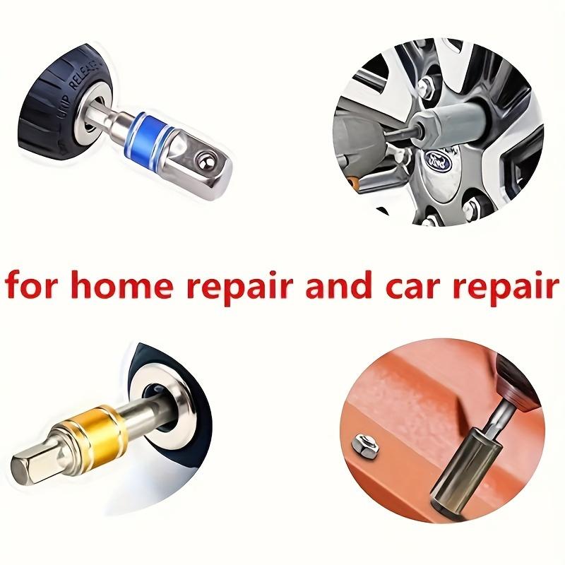 [Durable Adapters] 3pcs Durable Alloy Color-Coded Impact Socket Adapters - 1/4", 3/8", 1/2" Hex | Compatible with Cordless Drills, Square Drill Bits