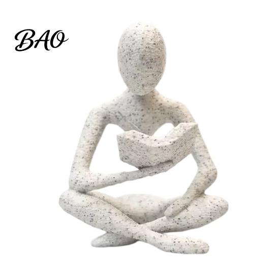 Industrial Style Bookend 3D Printed Bookshelf Decor Thinker Statue, Abstract Art Ornament, Reading Sculpture, Aesthetic Nordic Minimalist Figurine,