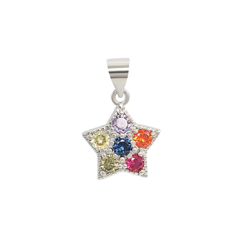 Star Colored Diamond Necklace with Ethnic Literature Style Colorful Polygonal Cat's Eye Stone Five Point Star Necklace