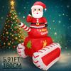 5.91FT Inflatable Santa Claus On Tank Christmas Decoration Toy Xmas Home Ornament Christmas Supplies for Yard Festive Gift