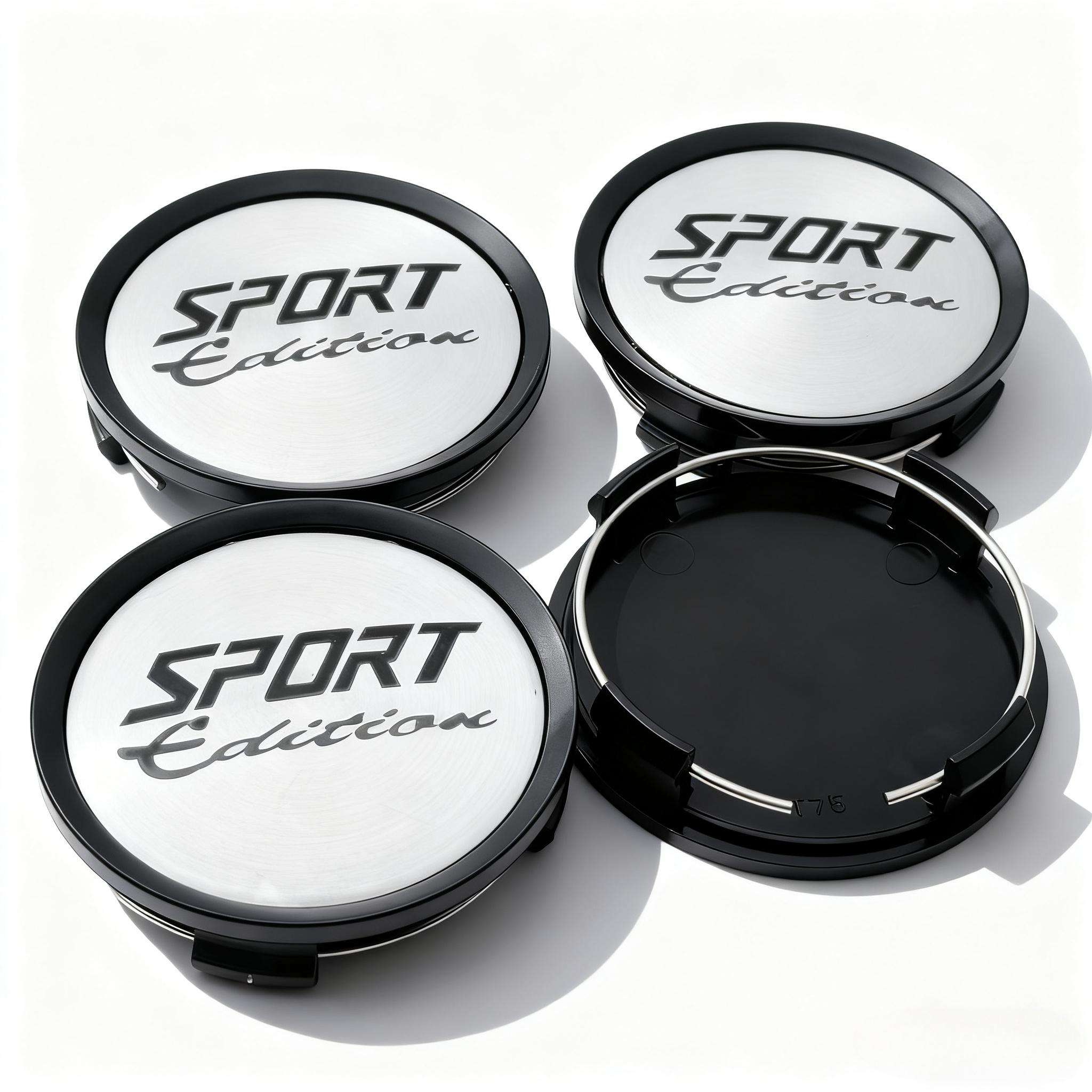 

4pcs Silver Black Sport Edition Logo Emblem Car Wheel Center Caps 74MM 69MM Wheels Hub Cap Rim Hubcaps Cover Car Accessories Sport Edition Badge&4pcs T75 Wheel Cap