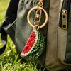 Keychain Pendant Sparkling Rhinestones Watermelon Design Key Chain with Lobster Clasp Backpacks Beach Bags Car Hanger