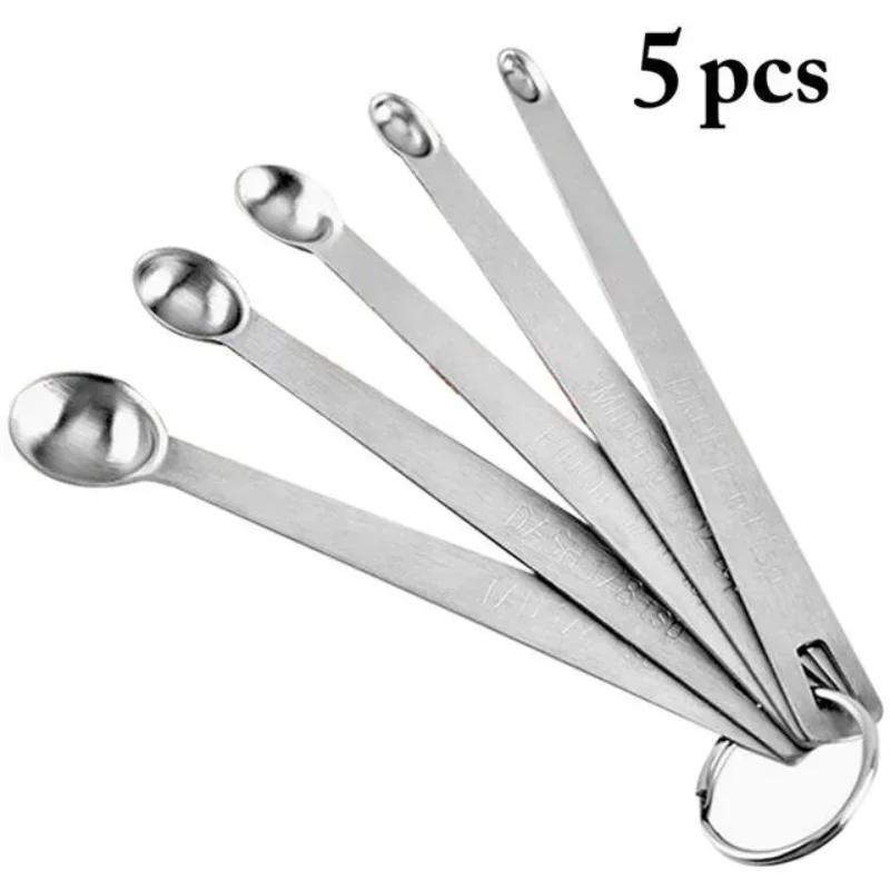 

5pcs/Set Stainless Steel Small Measuring Spoon Multiple Size Coffee Tea Seasoning Measuring Spoons Home Kitchen Baking Tools