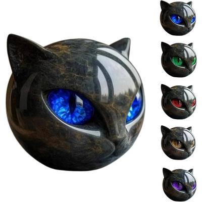 8cm Halloween Purrfect Ball Mini Kätzchen Stein Ornament Schwarze Katze Schnitzerei Elegante Heimdekoration Geschenk für Katzenliebhaber Männer Frauen