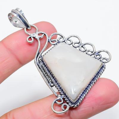 Rainbow Moonstone Gemstone 925 Sterling Silver Jewelry Pendant 2.64" R8C97