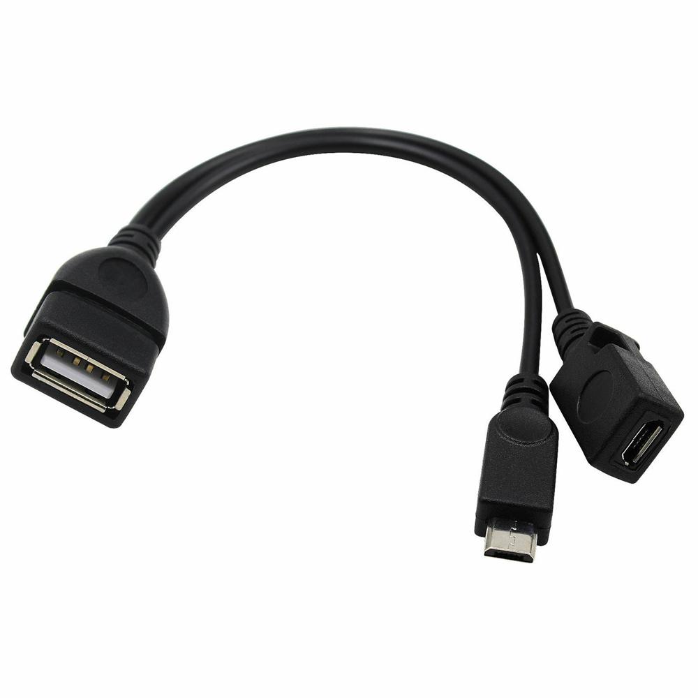 2-in-1 Male Female USB OTG Cable Adapter Power Cable Data Cable Y Splitter USB Adapter OTG Cable