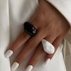 SHIXIN Creative Black White Thick Resin Acrylic Rings for Women Minimalist Irregular Geometric Wide Finger Ring Punk Men Jewelry