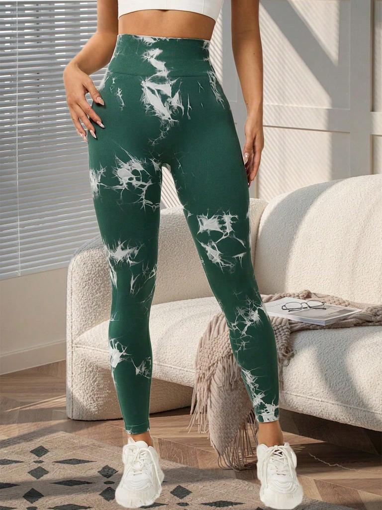 Women's high waisted tie dye yoga pants - high elasticity tight fitting hip lifting design, fitness and sports tight pants.