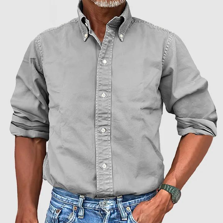 Plus Size S-5XL   Men's Business Daily Urban Cowboy Shirt Lapel Button Solid Color Shirt Men