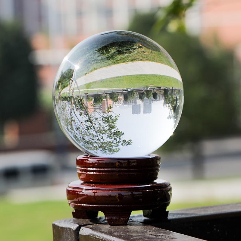 Transparent White Crystal Ball: Feng Shui & Photography Ornament for Living Room or Office (Base Not Included)