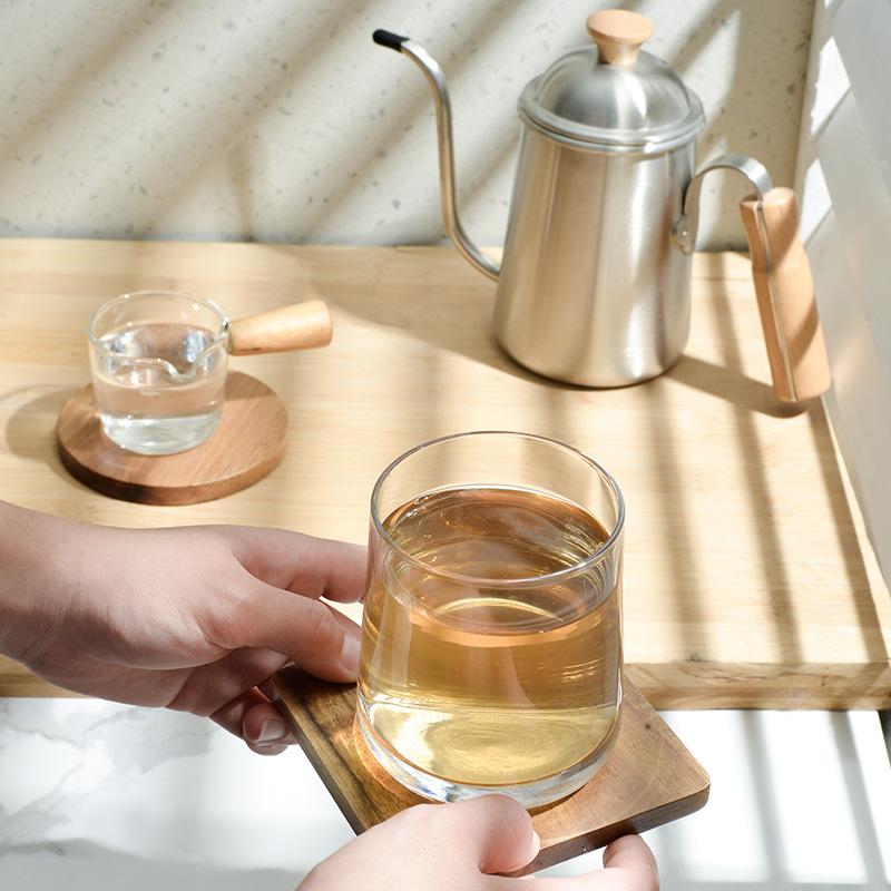 Acacia Wood Coasters Craft Wooden Insulation Pad Wooden Coffee Cup Desk Mat Wooden Decoration