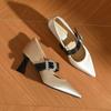 Fashion New Design Women Pumps High Heeled Sandals Pointed Toe Marry Jane Shoes High Quality Pu Heels Fashion Ladies Shoes 2025
