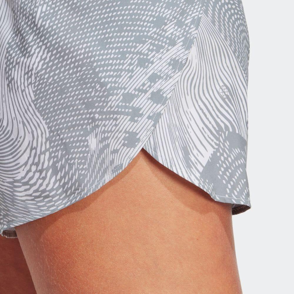 Adidas Logo Print High-Waist Straight Shorts Women Bottoms Gray HY5503