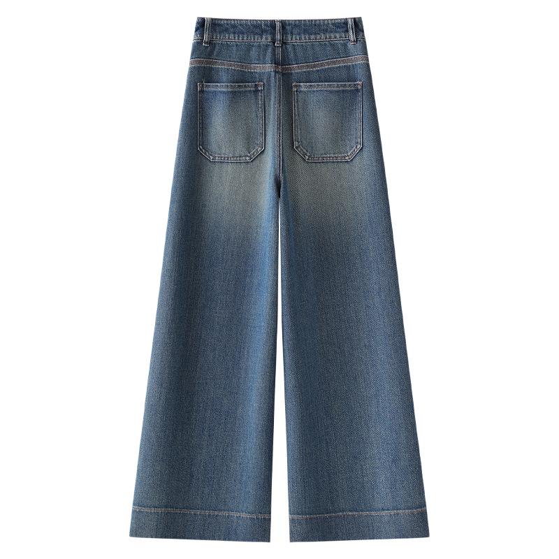 2025 Women's Petite Loose Drape Cropped Straight-Leg Jeans for Spring & Autumn