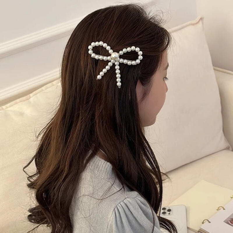 Baudit Simple Pearl Ribbon Hair Clip Option 2