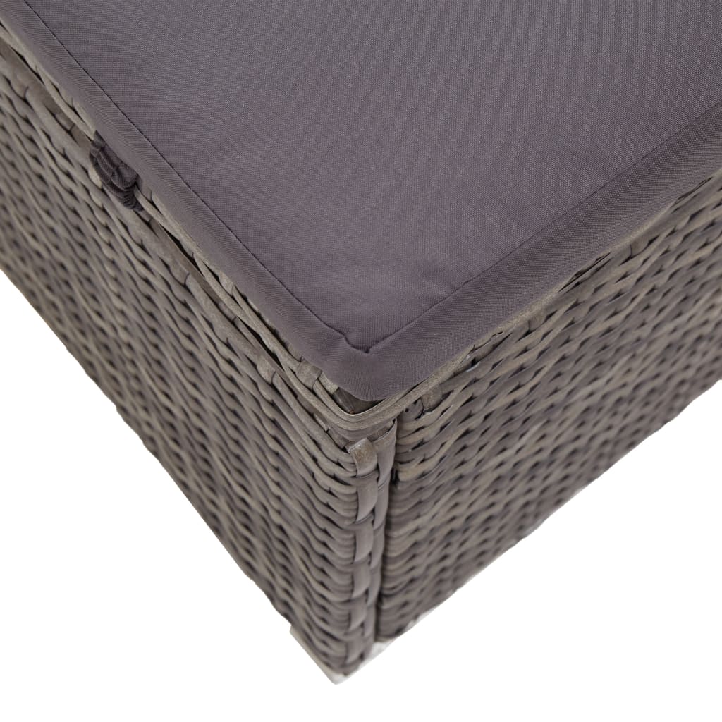 Sun Lounger with Sunshade and Cushions Poly Rattan Grey