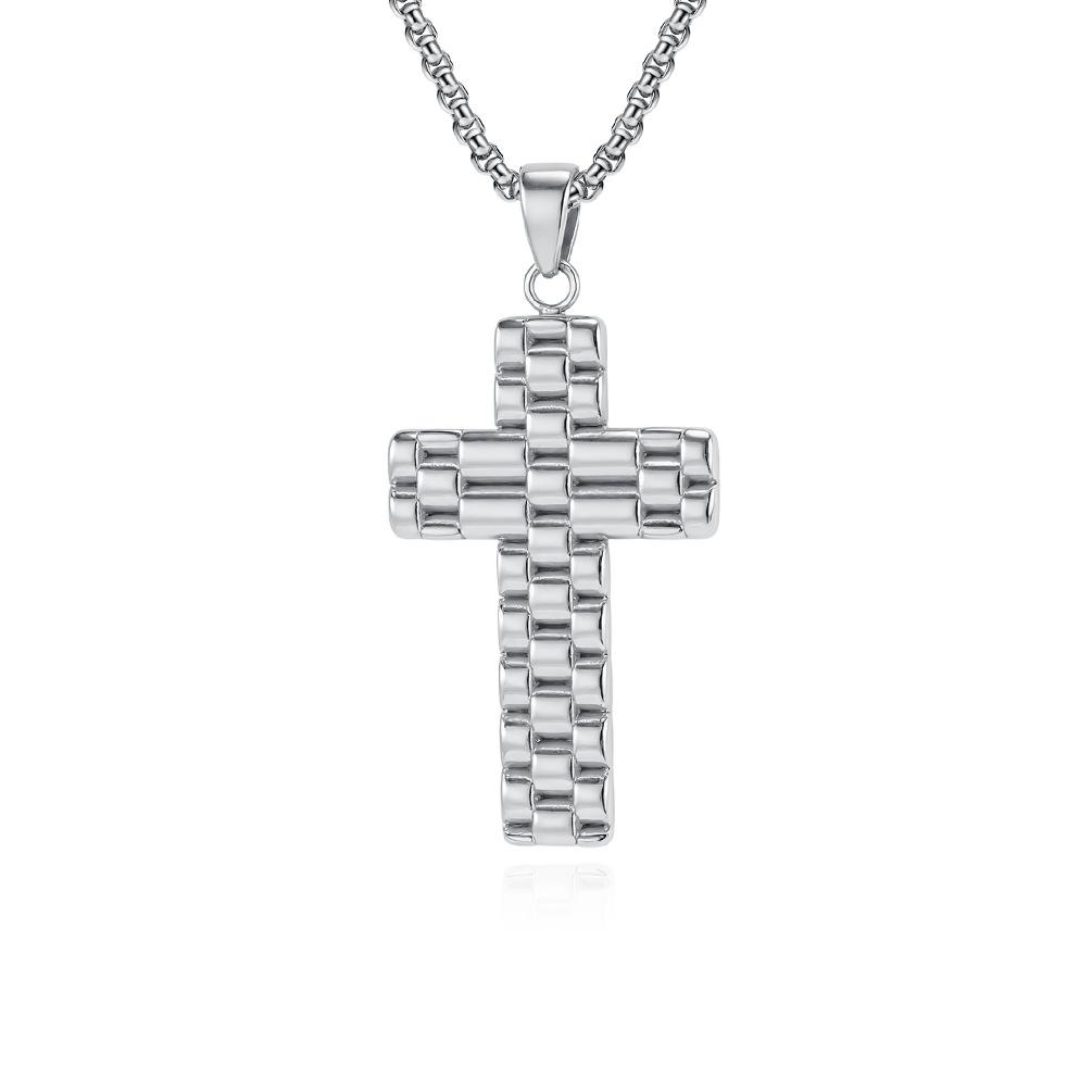 Titanium Steel Cross Necklace Men s Niche Personality Literary and Retro Hipster Fashion Wear Sweater Chain 60CM