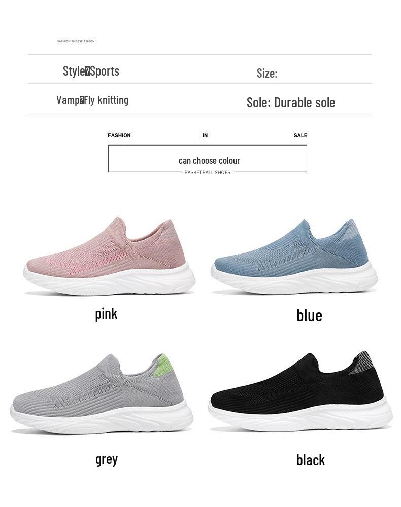 Men's Breathable Slip-On Sock Shoes, Odor-Resistant, Solid Color, Versatile Flyknit Shoes, Casual Couple's Wear
