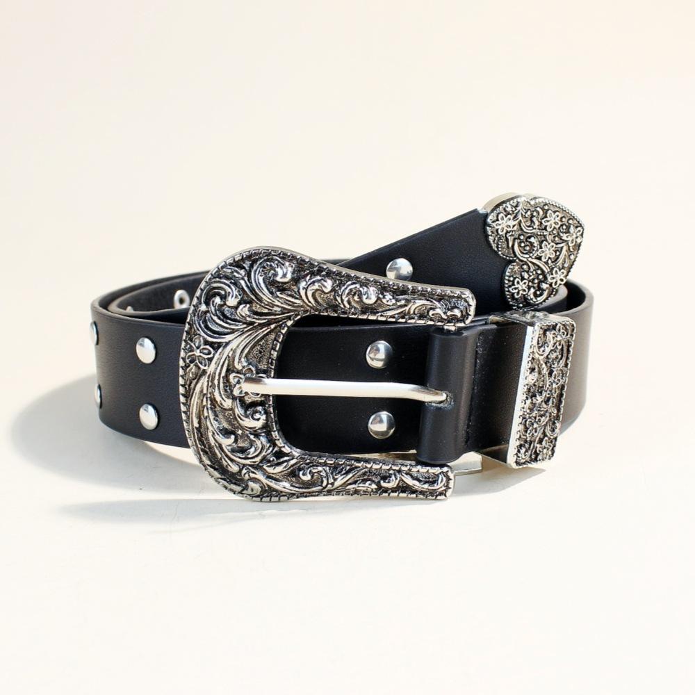 Retro Rivet Women'S Belt Faux Leather With Casual Pants Jeans Women'S Punk Belt