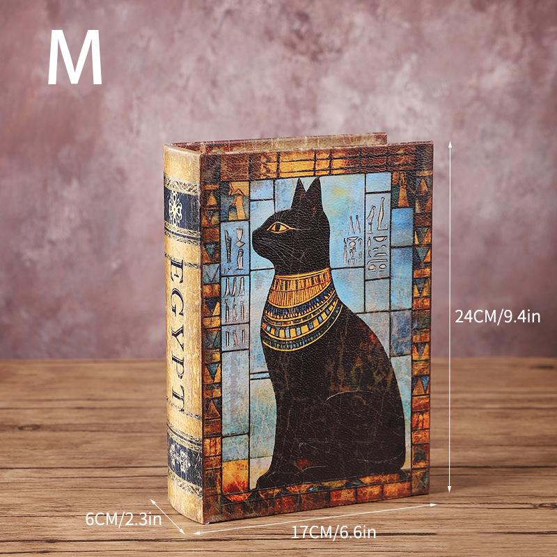 Ancient Egypt Simulation Book Storage Box Retro Jewelry Box Magic Book Wooden Leather Creativity Desk Livingroom Ornament Crafts